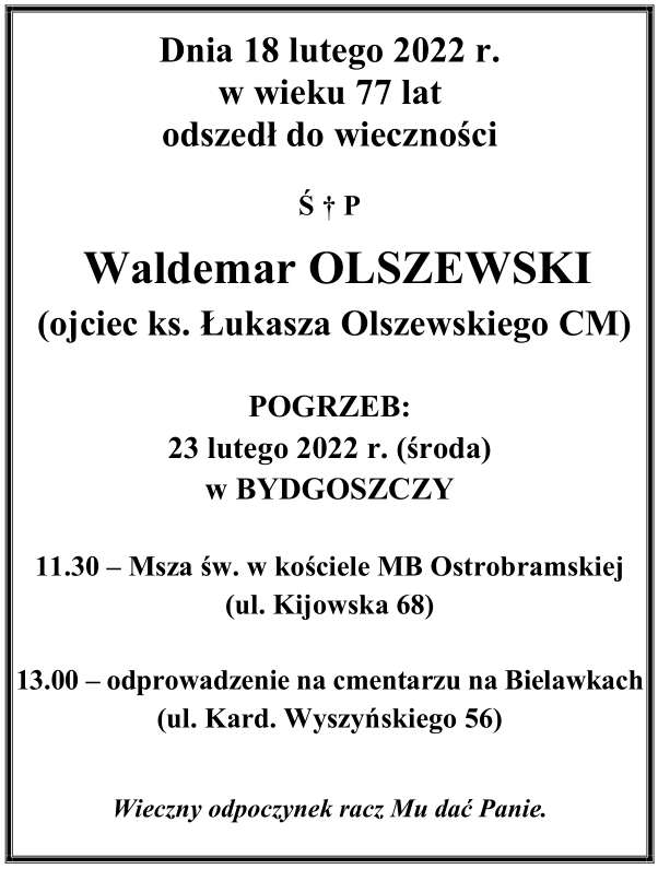 Klepsydra - Waldemar Olszewski (ojciec ks. Łukasza z naszej parafii).